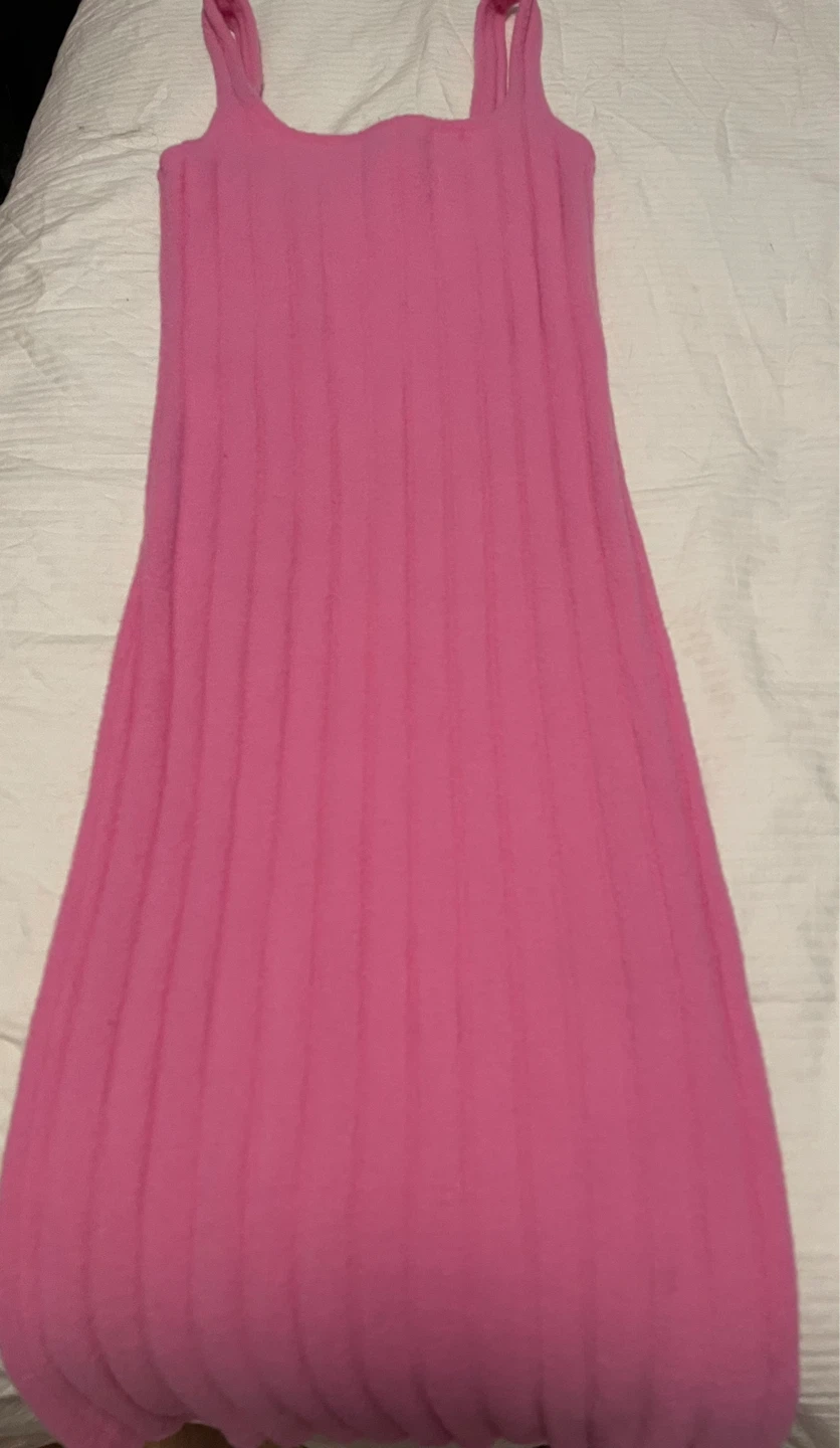 Wilfred Free Pink Ribbed Knit Midi Dress Size S - photo 3