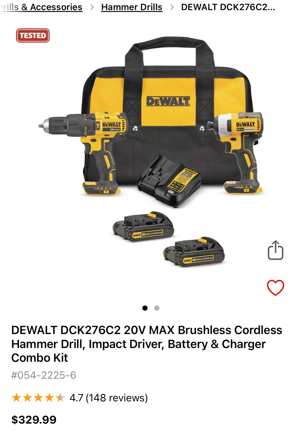 DEWALT Brushless Cordless Hammer Drill, Impact Driver Combo Kit - photo 3