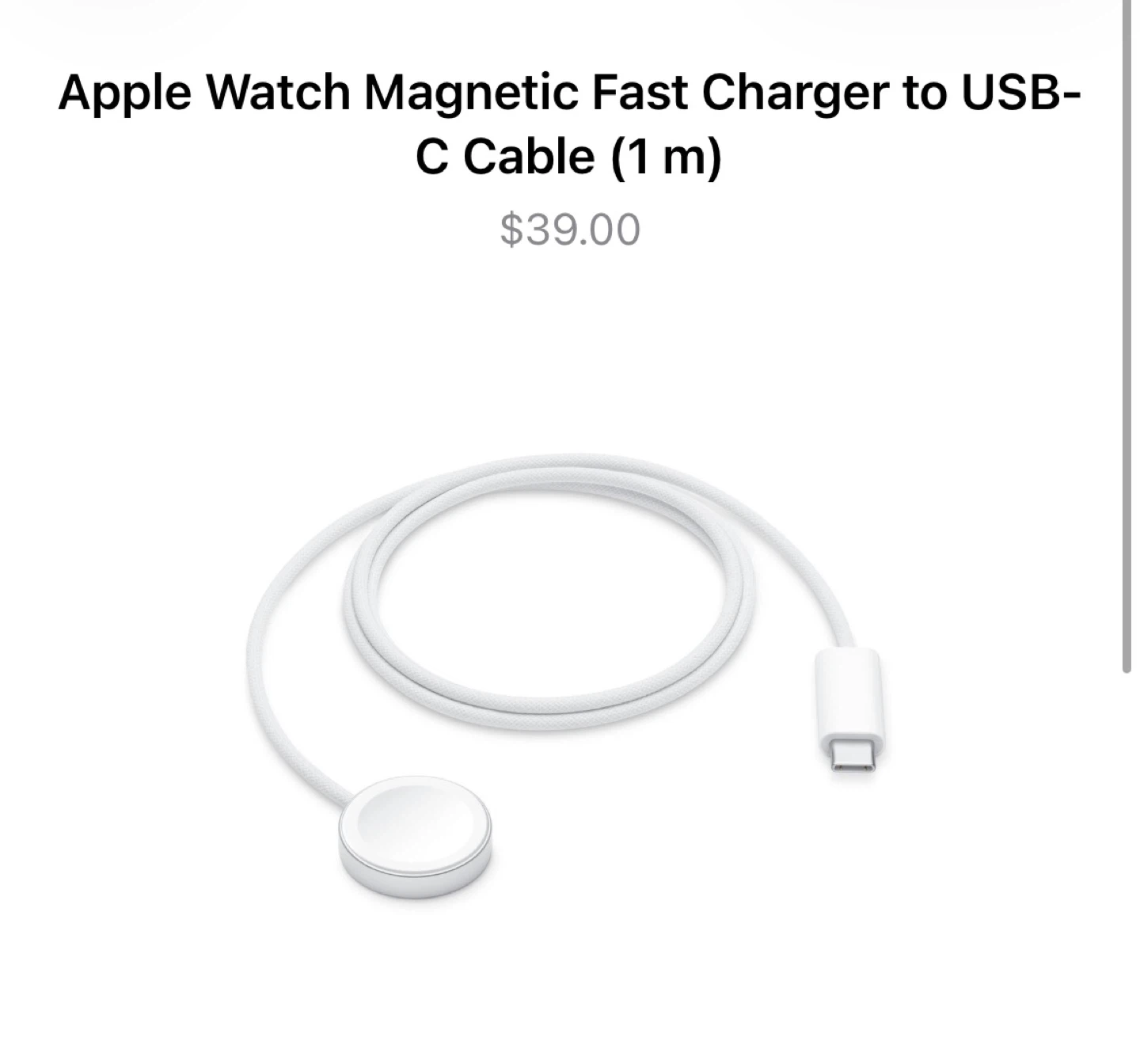 Apple Watch Magnetic Fast Charger to USB-C Cable (1 m)
