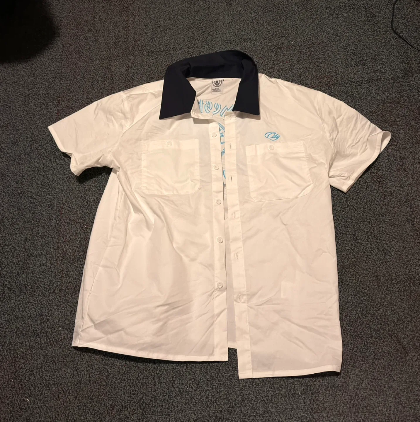 Manchester City white button up shirt. Size M