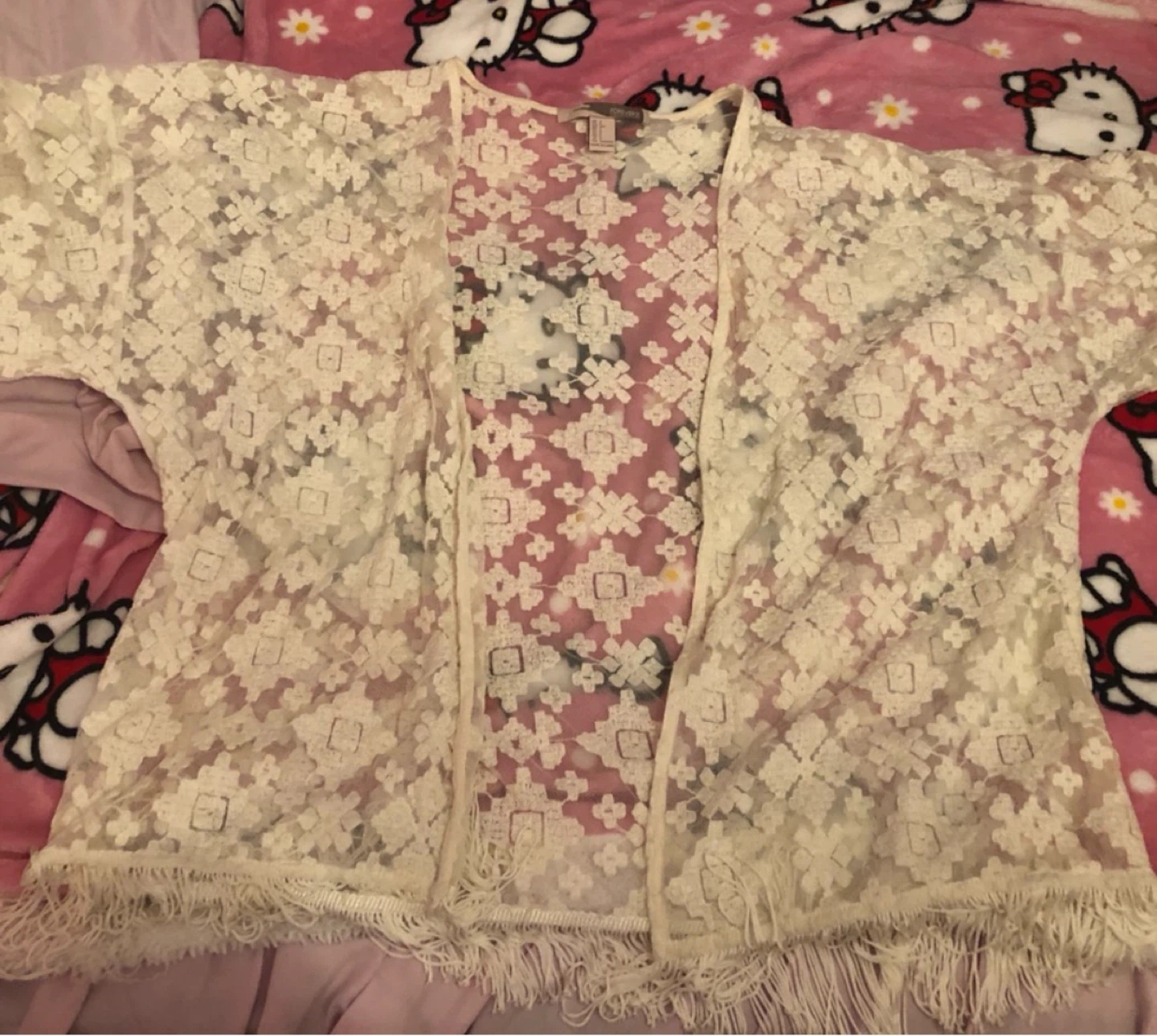 Forever 21 Cream Lace Kimono Cardigan - photo 2