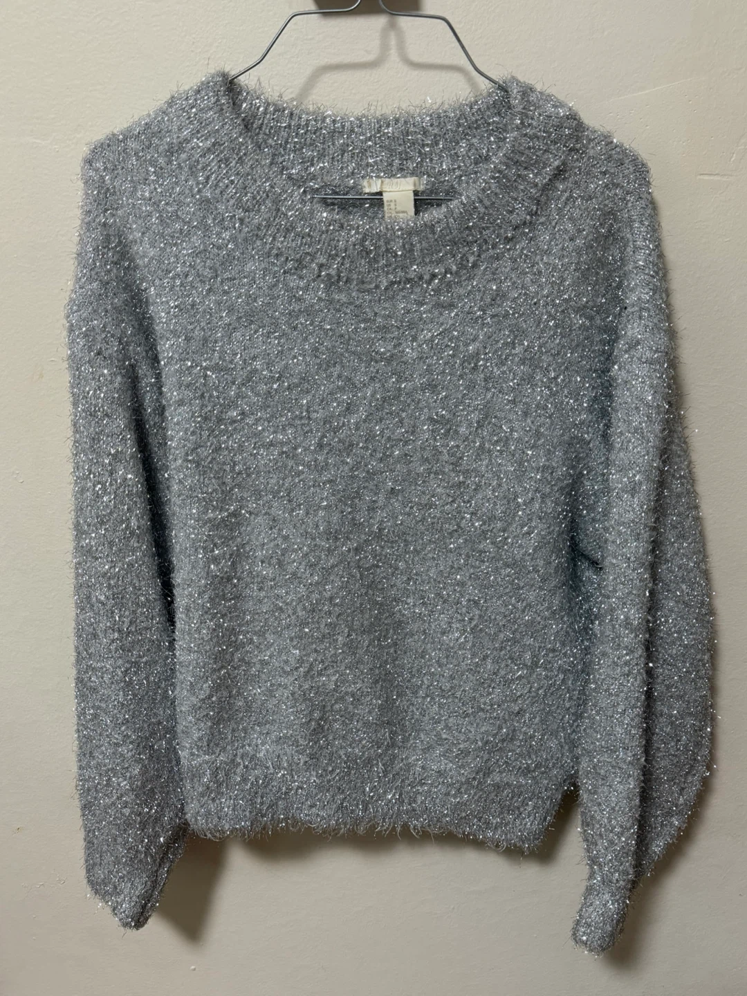 H&M Sparkly Knit Sweater - Silver - Size S