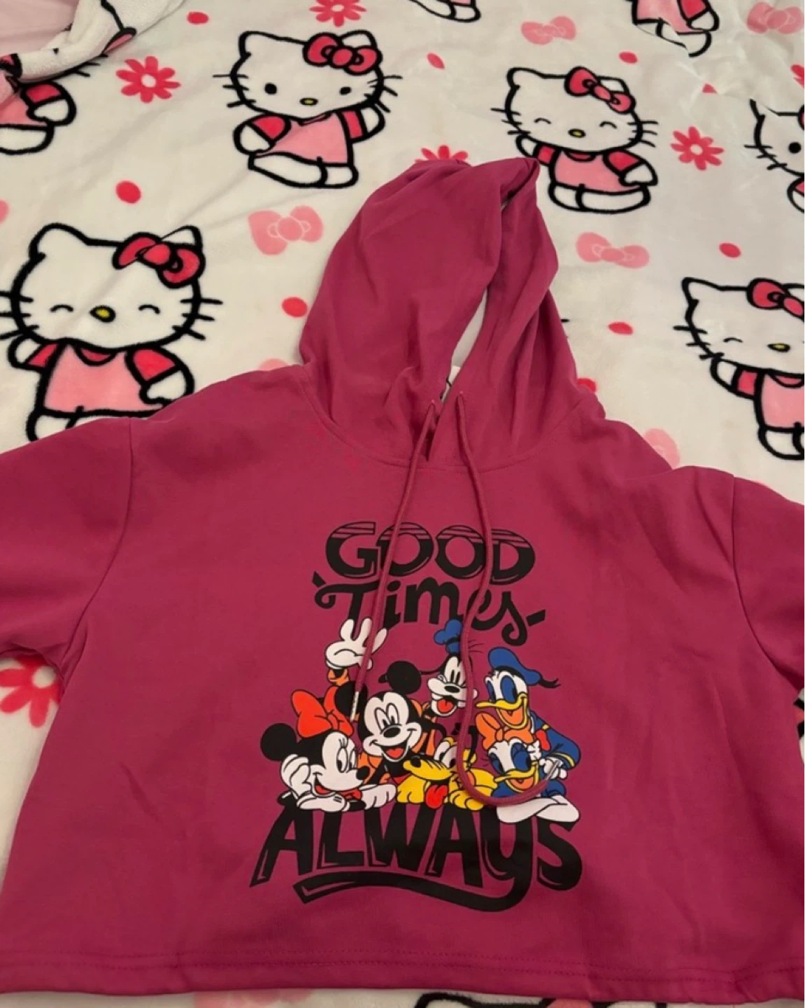 Disney Characters "Good Times Always" Cropped Hoodie
