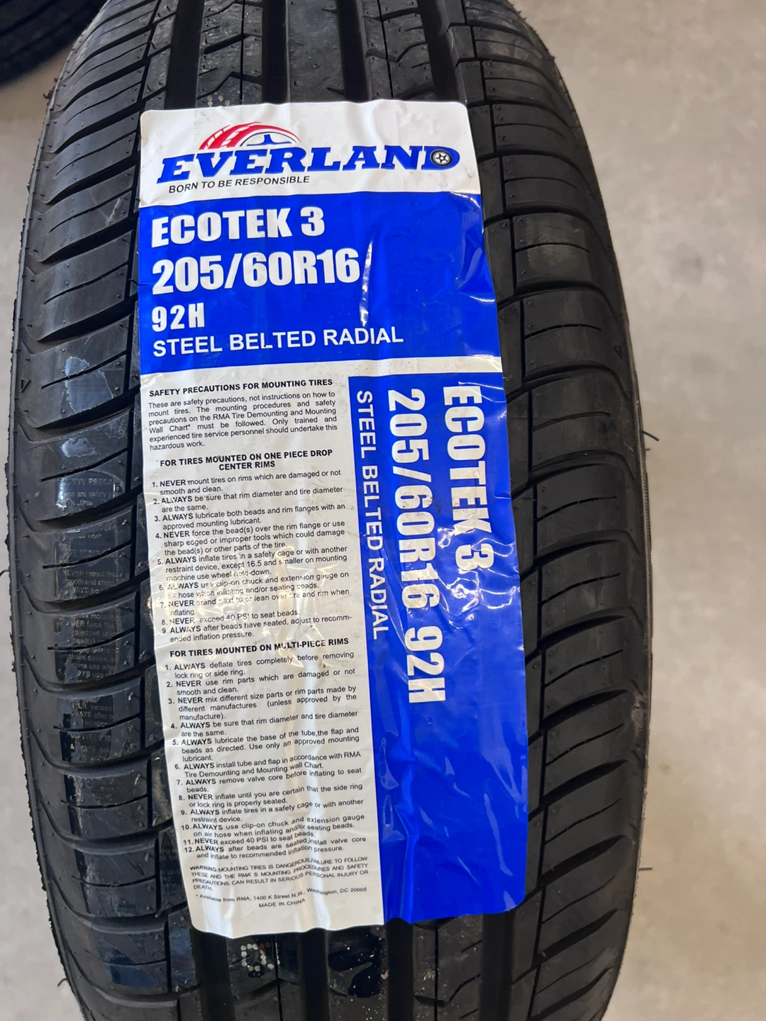 Everland Ecotek 3 205/60R16 92H Steel Belted Radial Tire