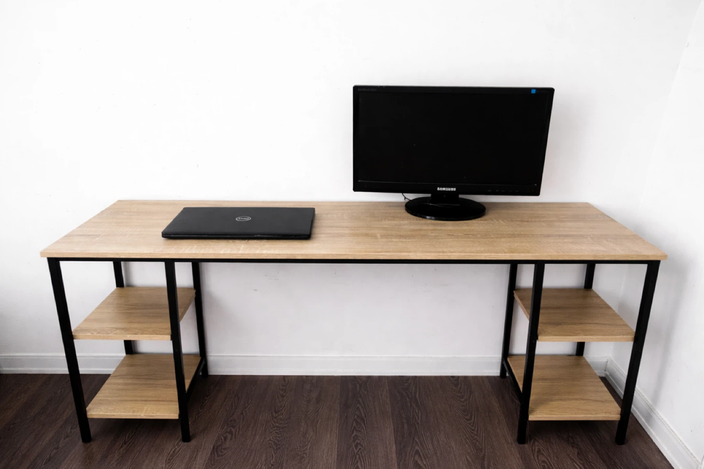 Maple and Black L-Shaped Desk - photo 2