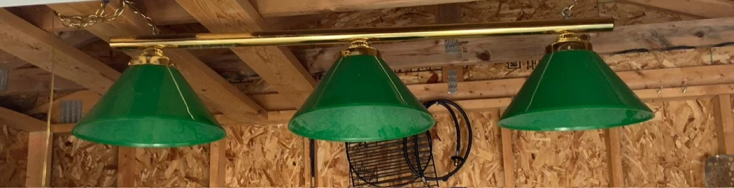 3-Light Green & Brass Billiard Fixture - photo 2