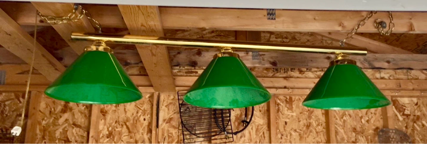 3-Light Green & Brass Billiard Fixture - photo 3