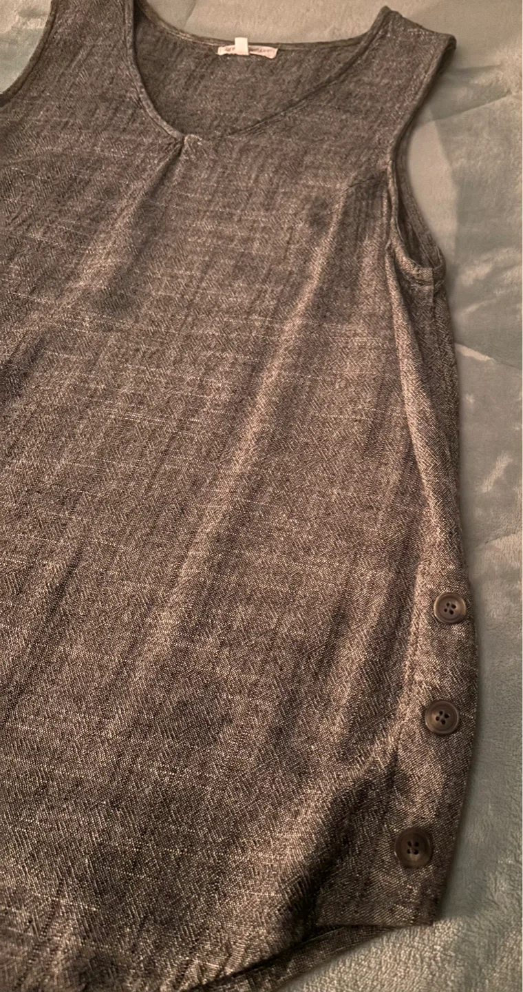 Black textured linen blend tank - photo 3