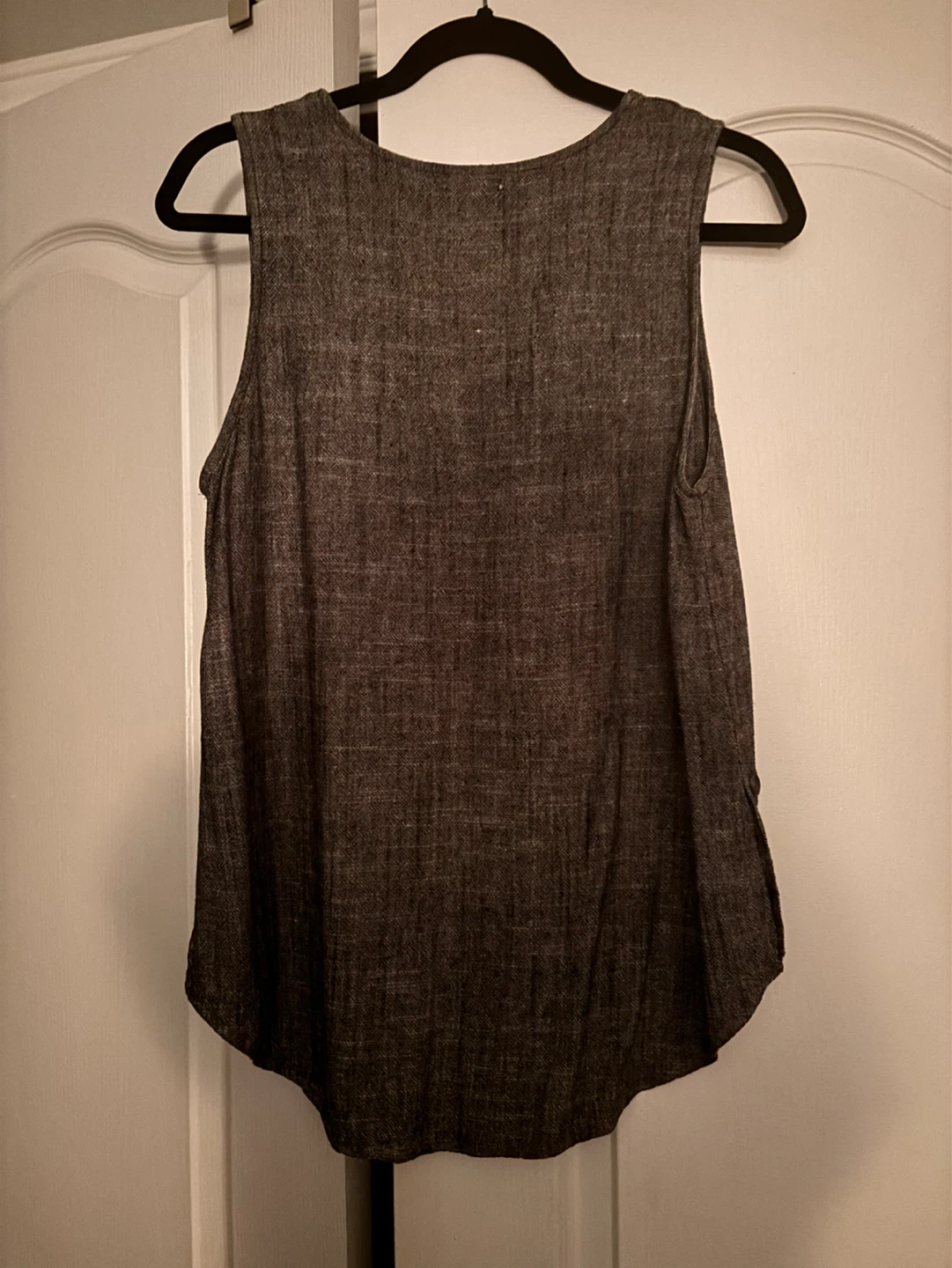 Black textured linen blend tank - photo 2