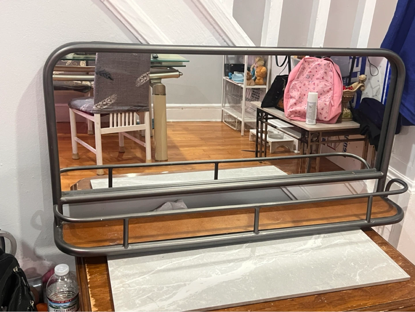 Metal Wall Mirror with Shelf - photo 2