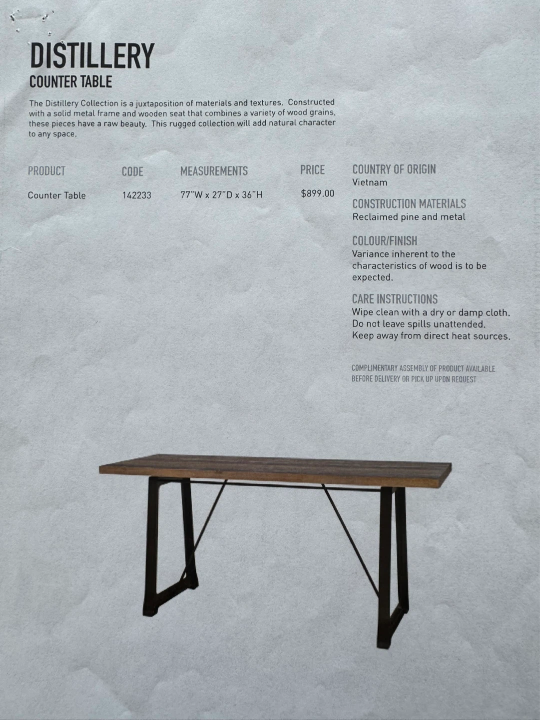 Distillery Collection Counter Table - photo 5