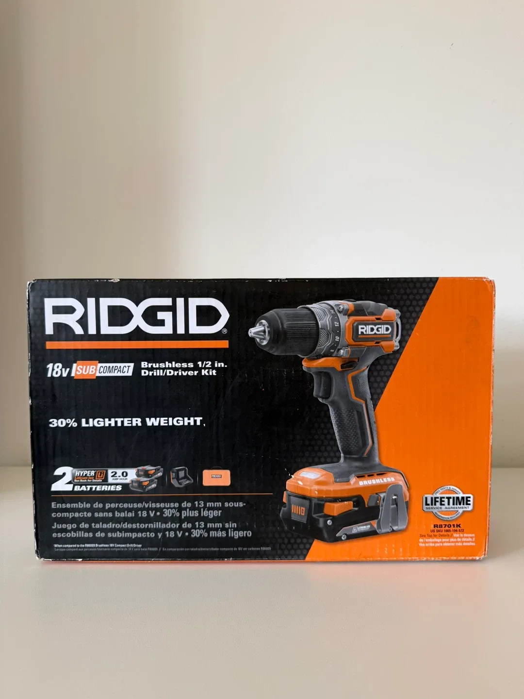 RIDGID 18V SubCompact Brushless 1/2 in. Drill/Driver Kit