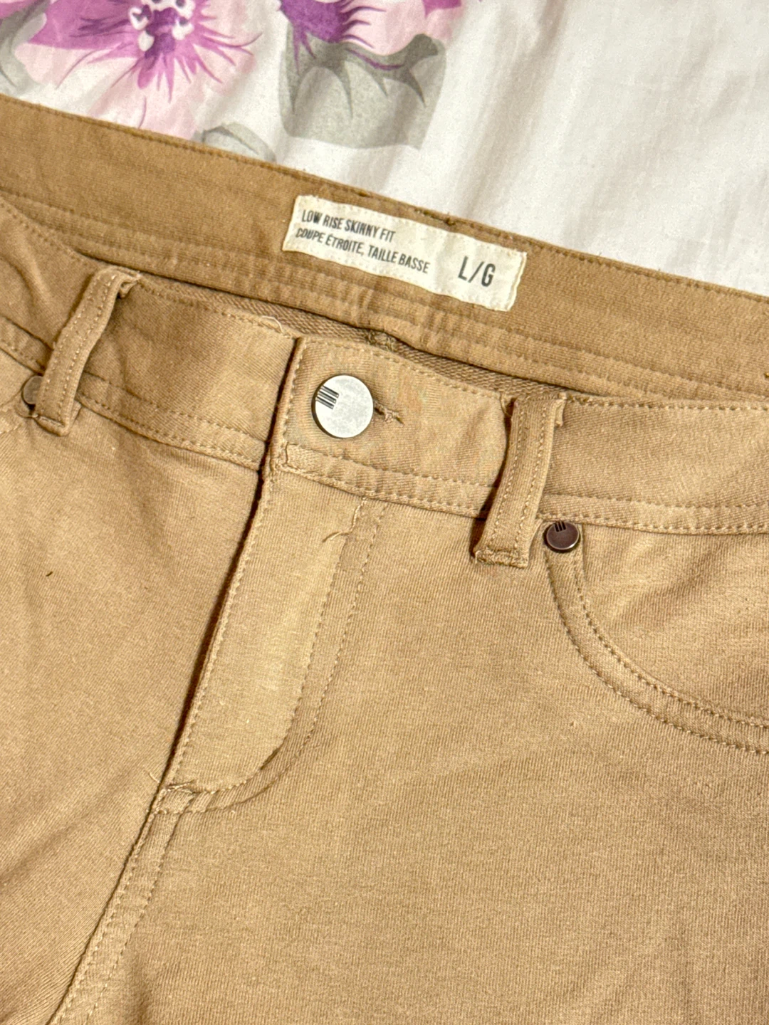 Tan/Beige colour: low rise skinny fit pants size L/G - photo 2