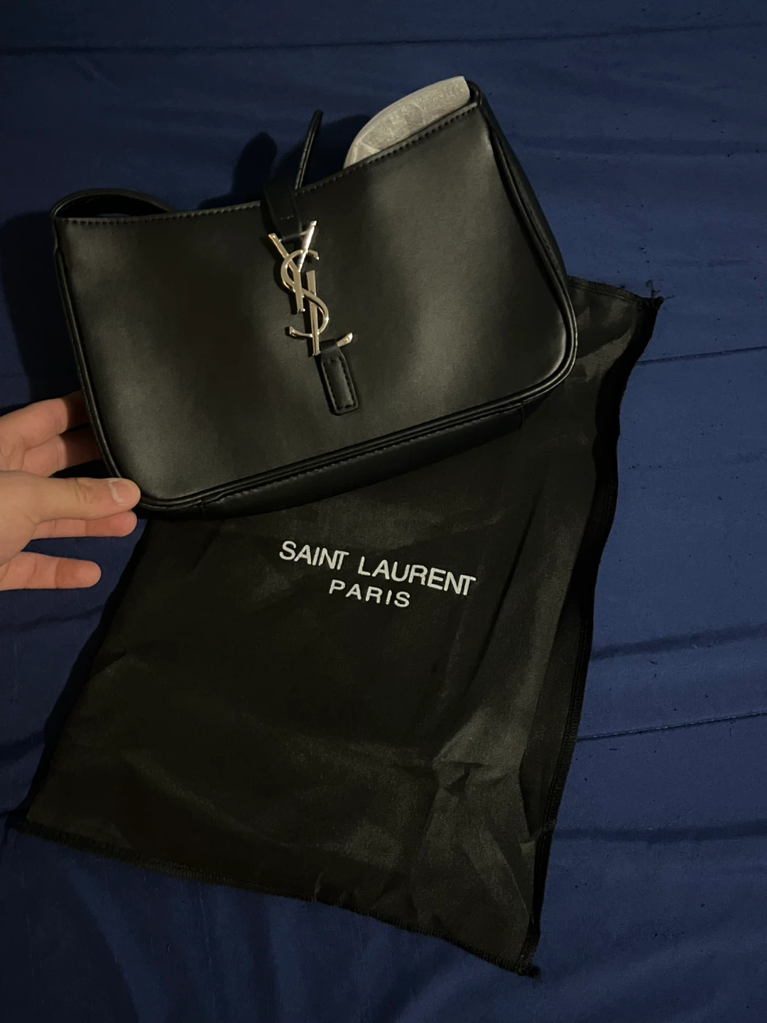 Saint Laurent Paris Black Leather Shoulder Bag