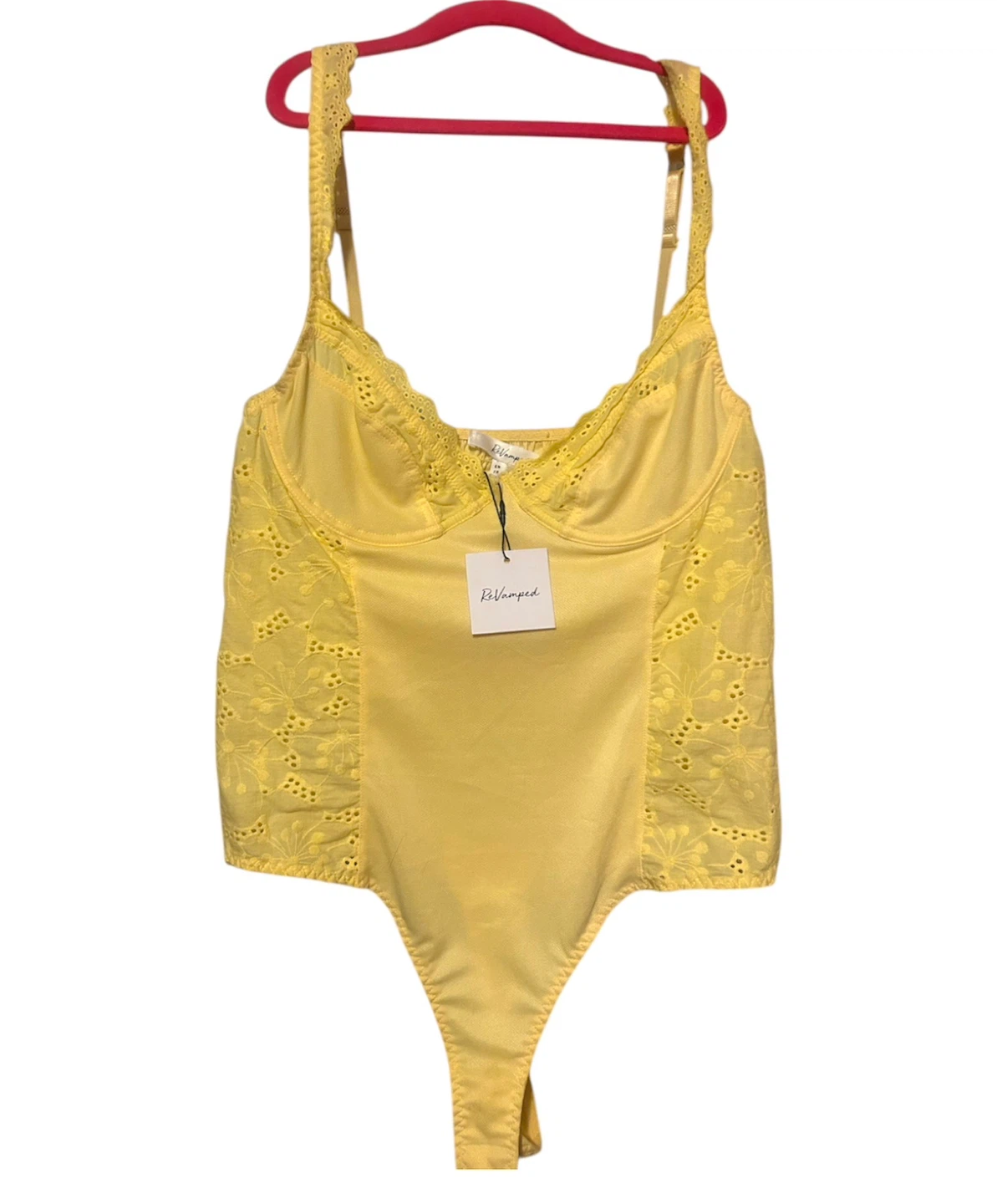 YELLOW LACE BODYSUIT BY REVAMPED WITH TAGS