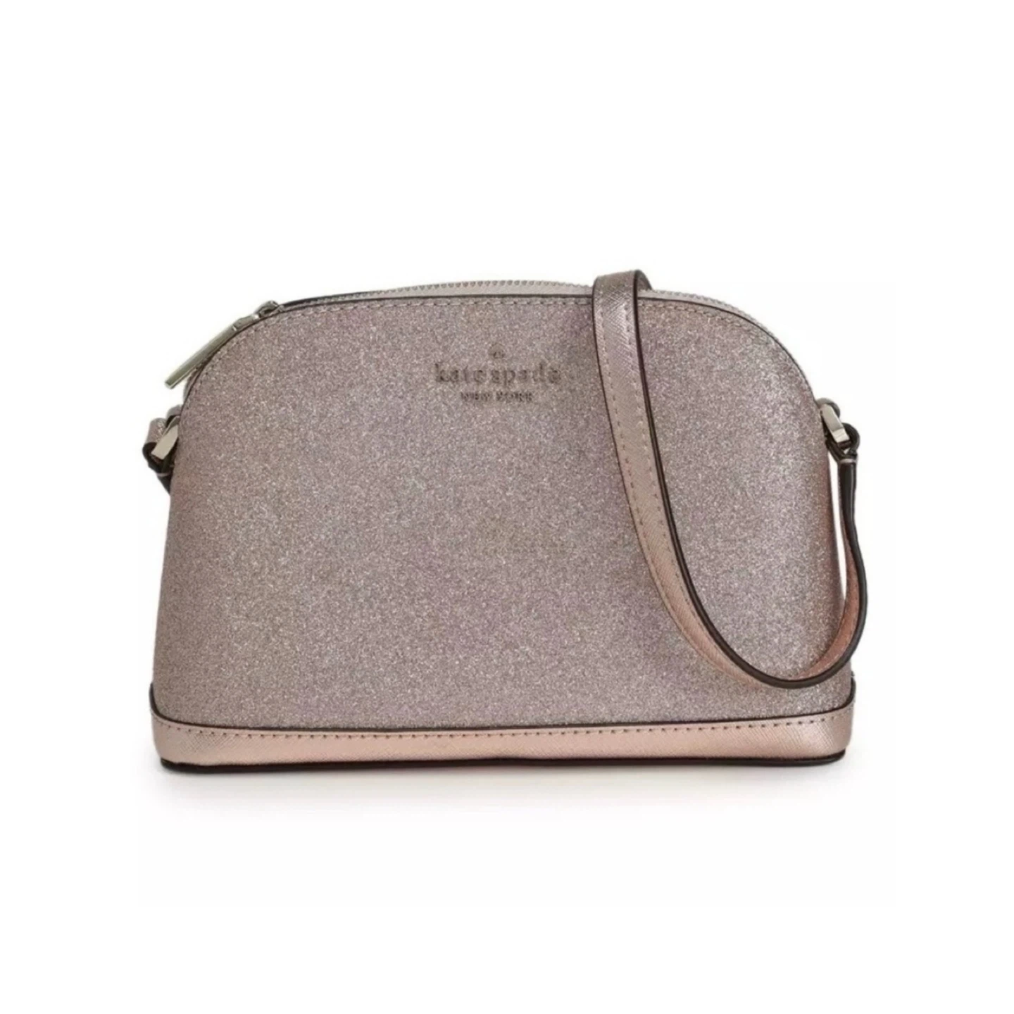 Kate Spade New York Rose Gold Tinsel Dome Sparkly Crossbody Bag