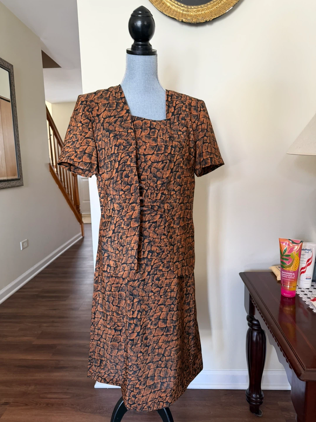 Danny & Nicole Women's Brown Snake Print Short Sleeve Dress