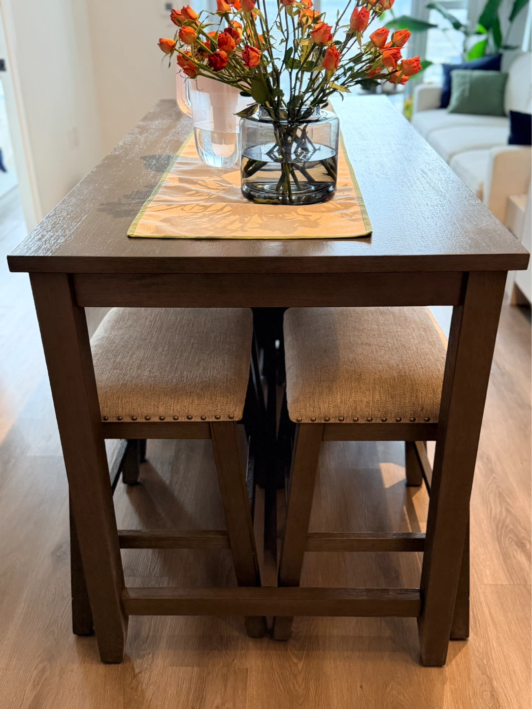 Modern Counter Height Dining Set (Table + 4 Stools) – Like New - photo 3