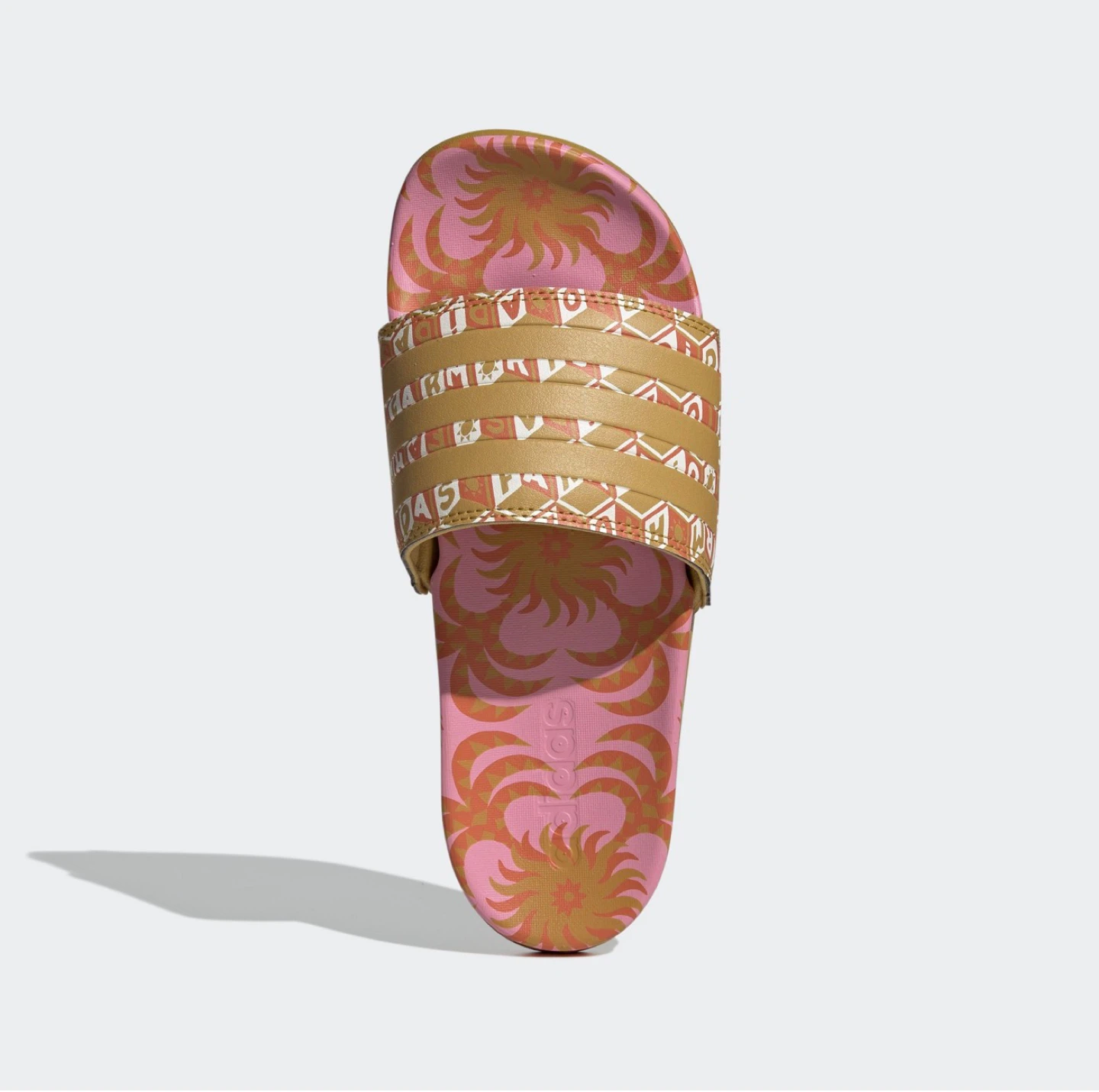 Adidas Adilette Comfort Slides Pink Floral Graphic