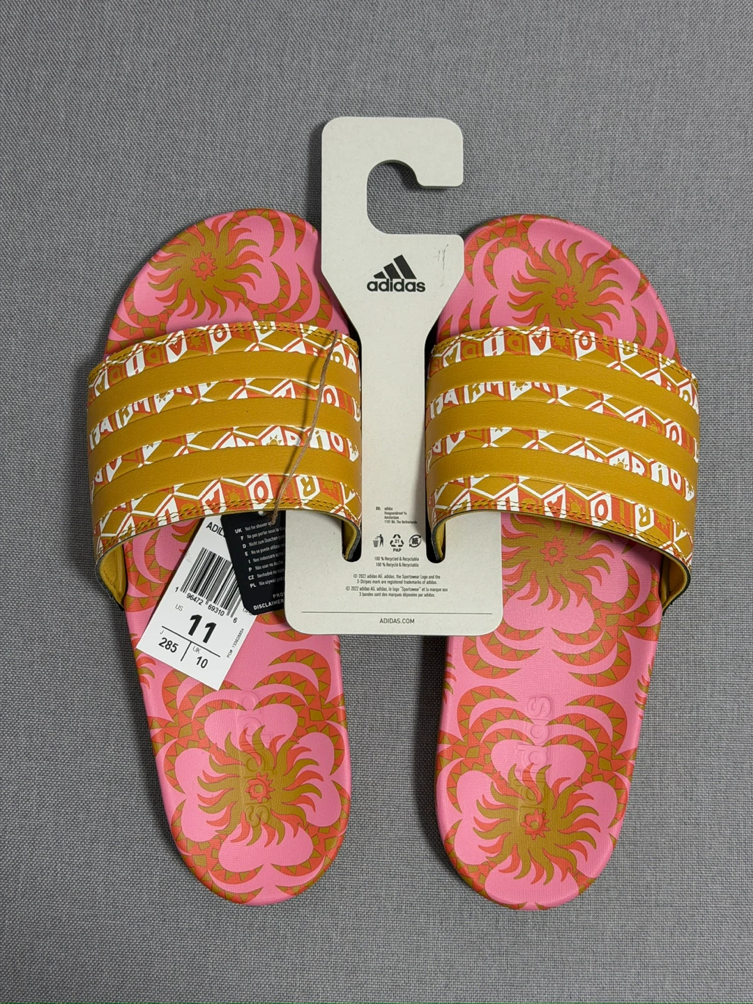 Adidas Adilette Comfort Slides Pink Floral Graphic - photo 4