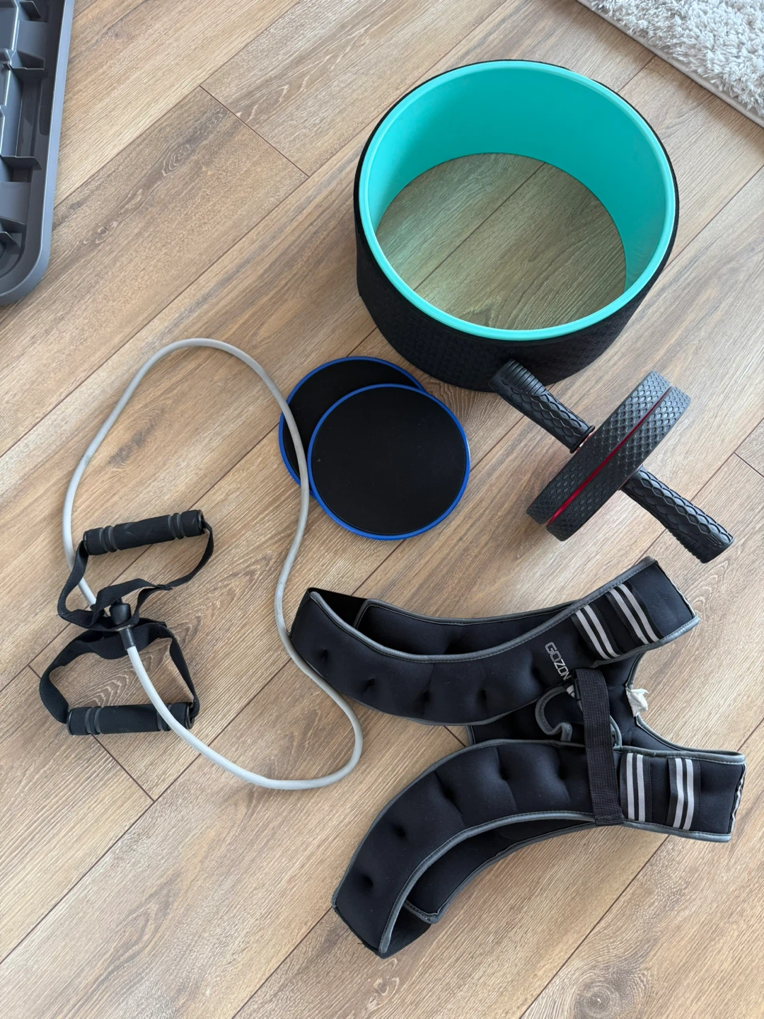 Fitness Bundle: Yoga Wheel, Ab Roller, Sliders, Bands & Weights
