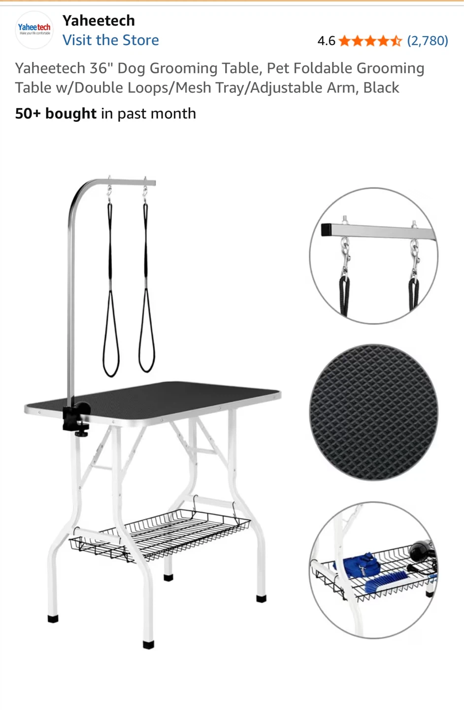 Yaheetech 36" Foldable Dog Grooming Table - Black - photo 3