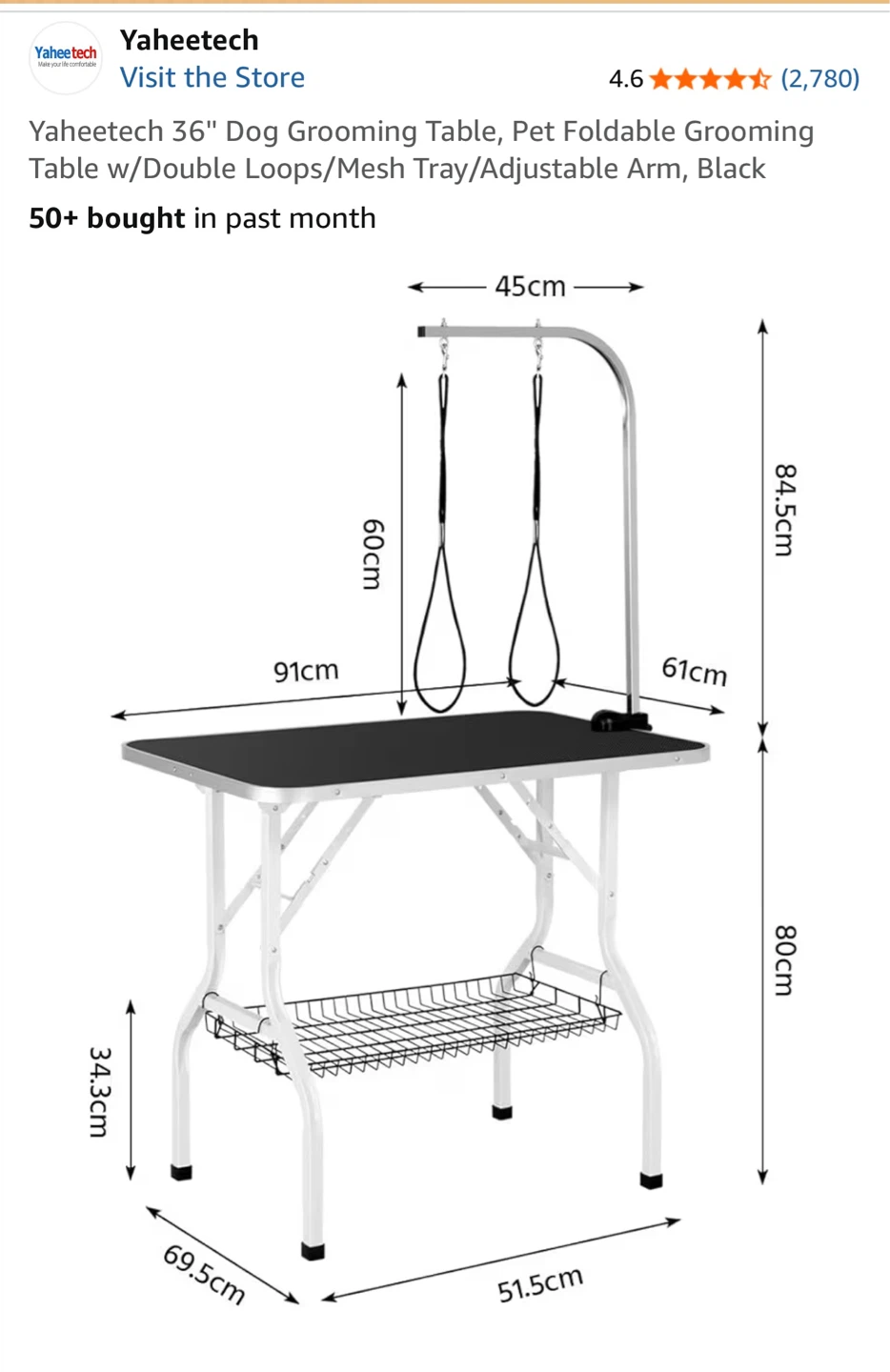 Yaheetech 36" Foldable Dog Grooming Table - Black - photo 4
