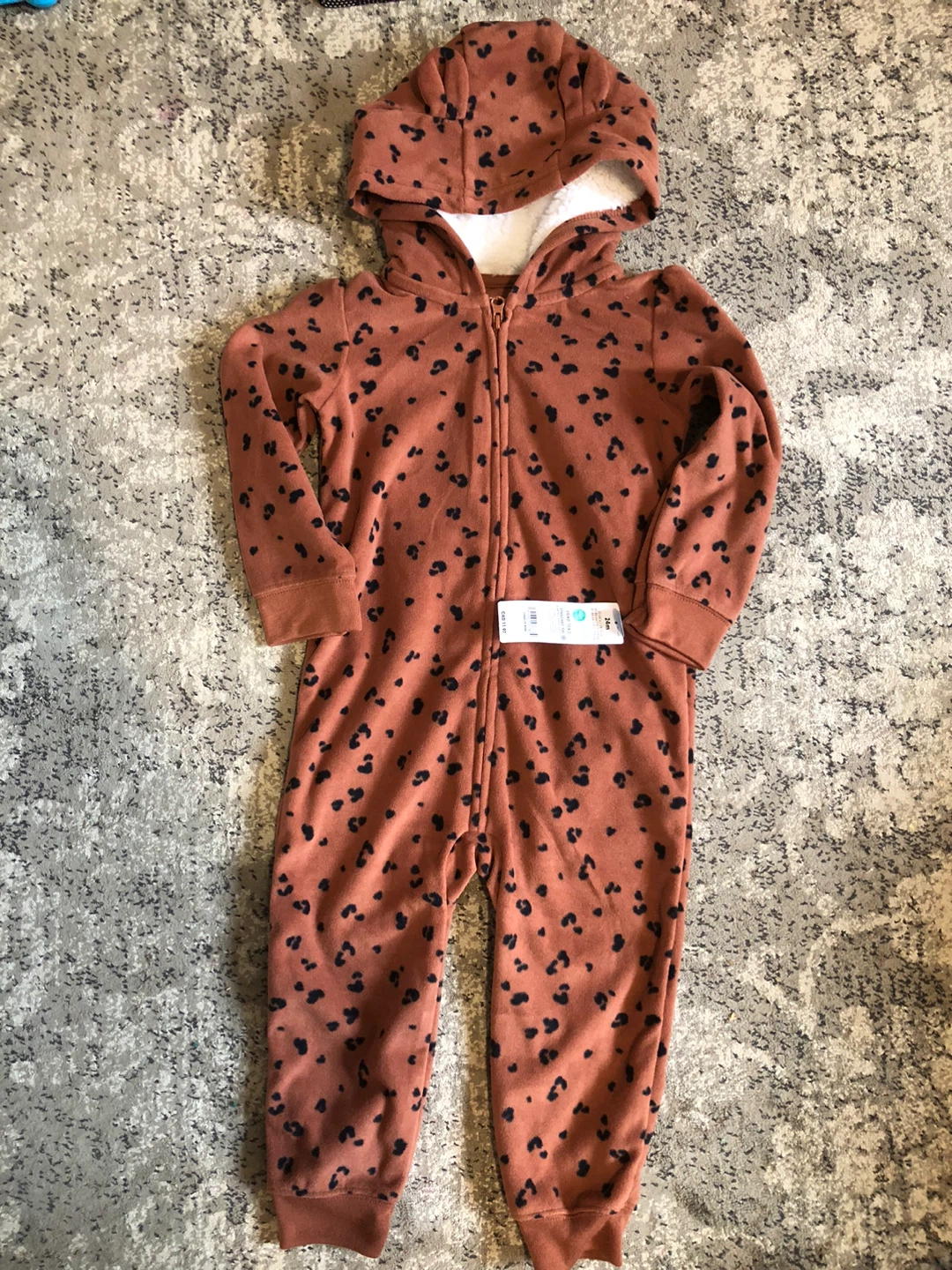 Brand new -  2pcs Carter's Baby Fleece Footed Pajamas with Hood - photo 3