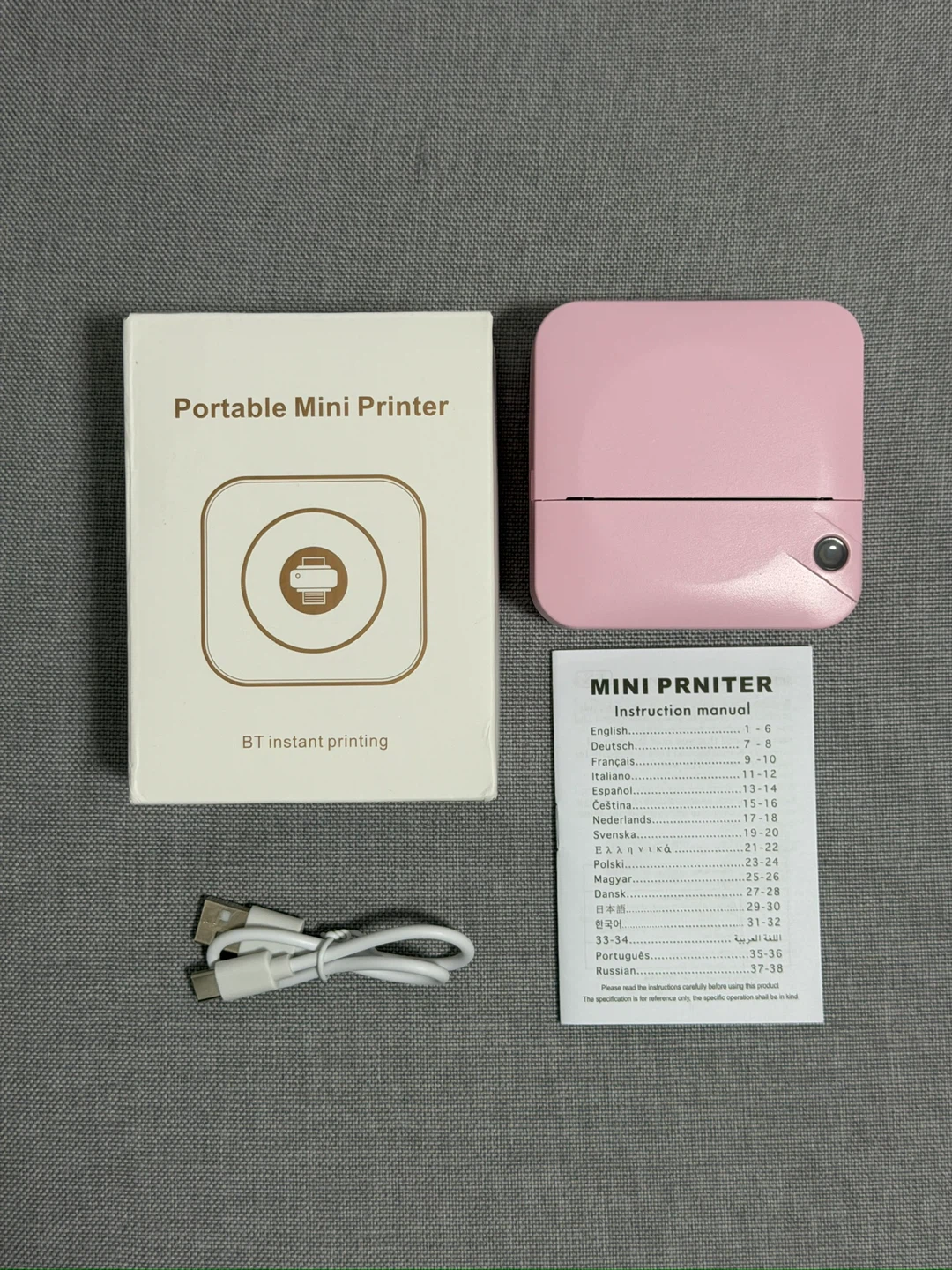 Portable Thermal Mini Printer - Pink