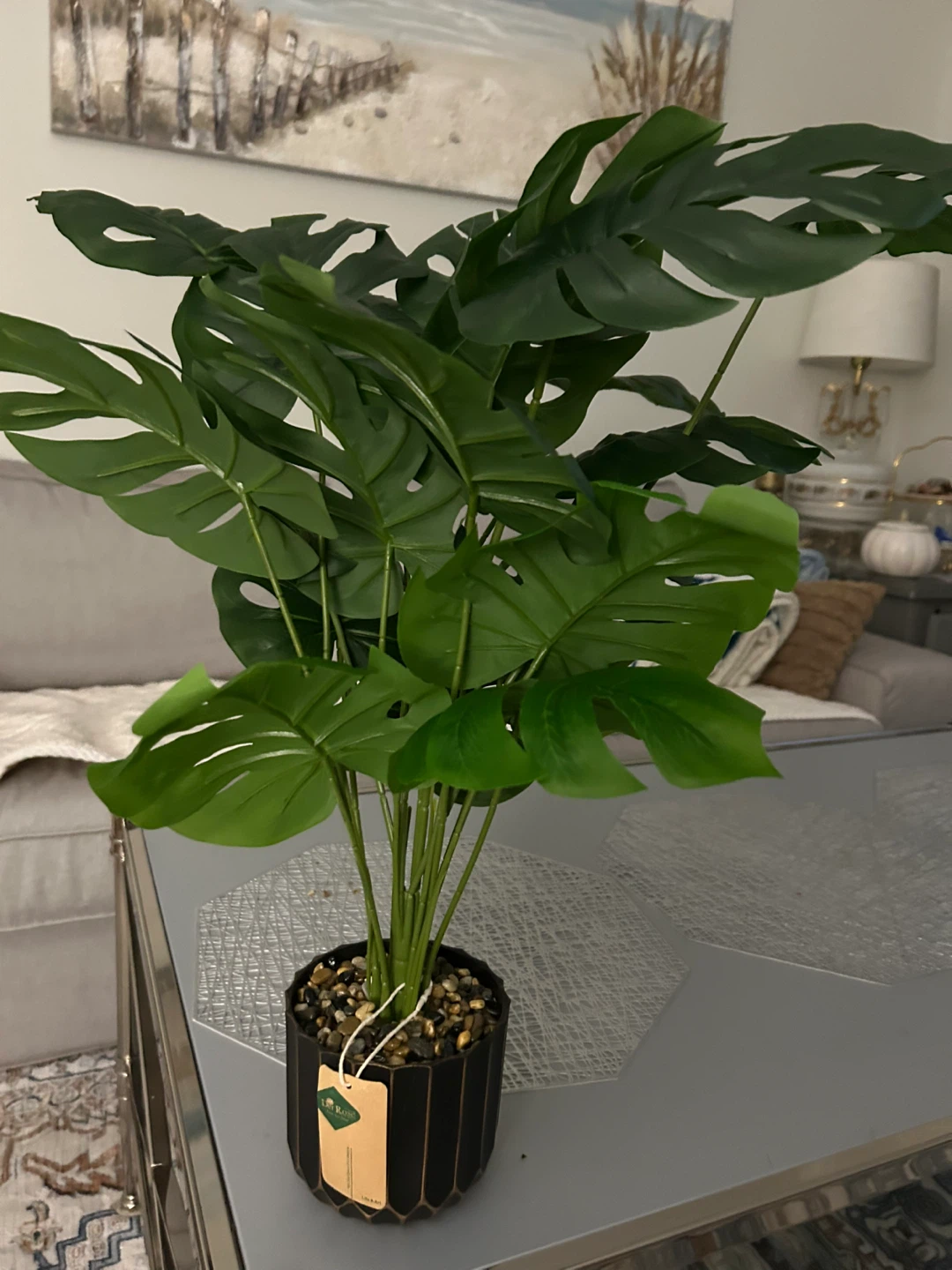 Der Rose Faux Monstera Plant in Decorative Pot - photo 3