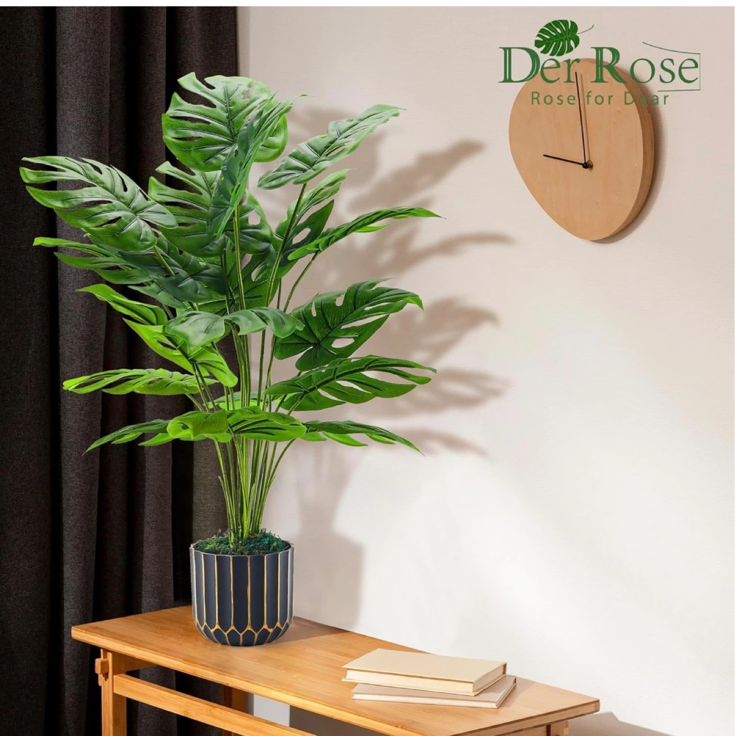 Der Rose Faux Monstera Plant in Decorative Pot
