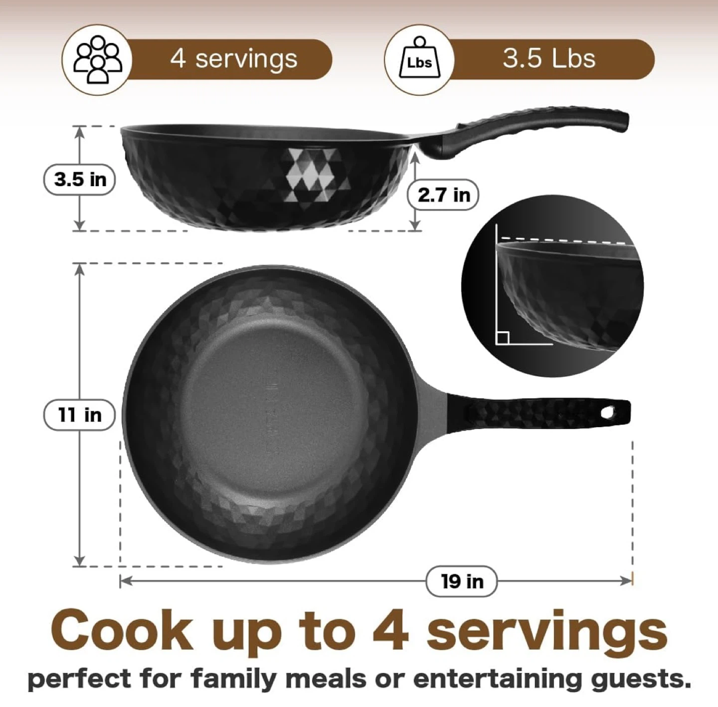 Diamond X Premium 11” Non Stick Wok Pan - Titanium Coated - photo 2