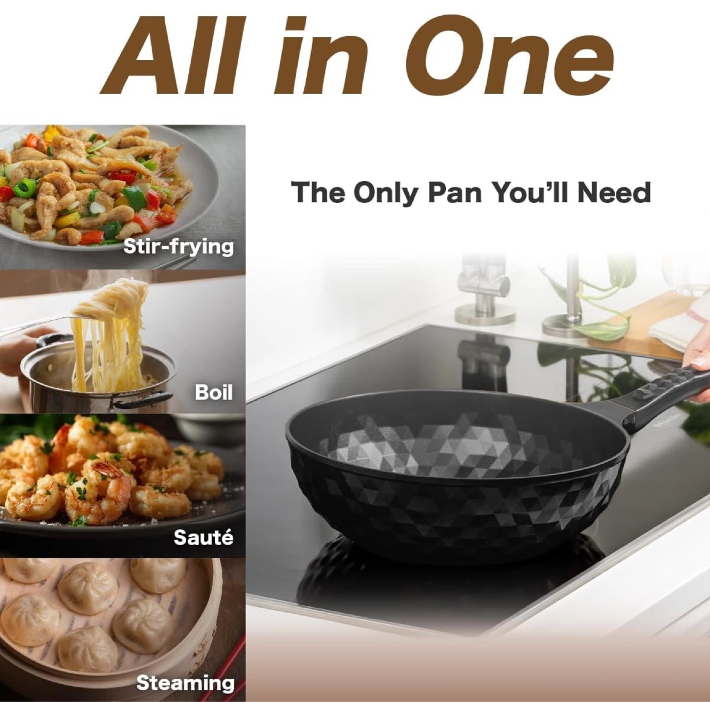 Diamond X Premium 11” Non Stick Wok Pan - Titanium Coated - photo 5