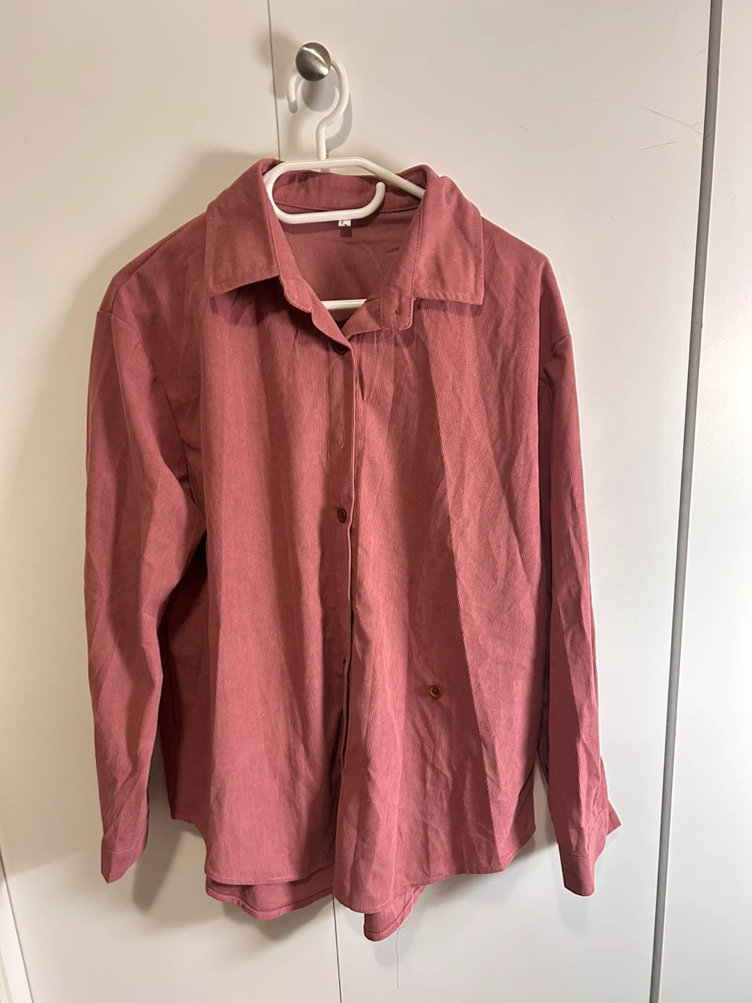 Pink Corduroy Button-Up Shirt