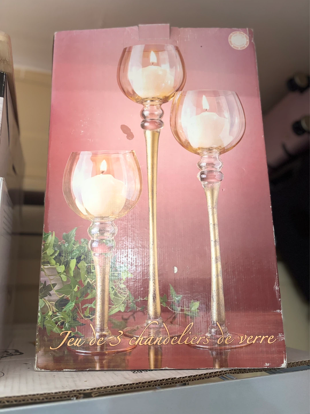 Set of 3 Glass Candlesticks (50, 40, 30cm) - photo 2