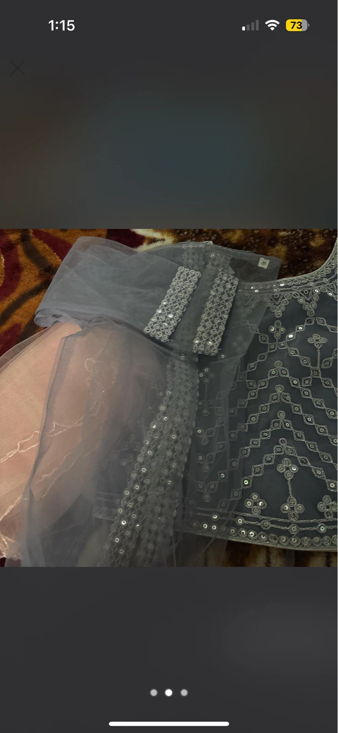 Pink and Grey Embroidered Lehenga Choli Set - photo 2