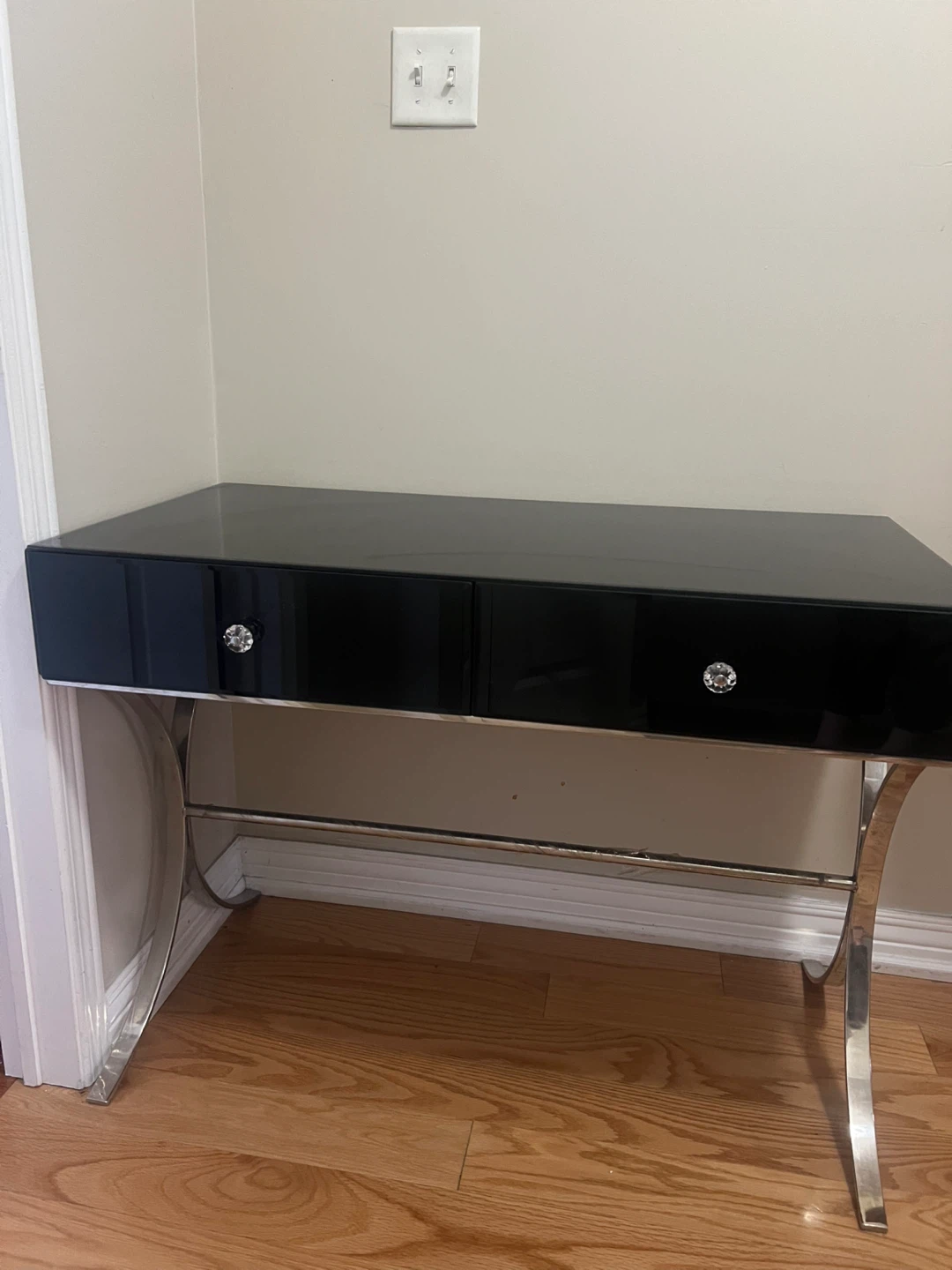 Black  Vanity Desk with Crystal Knobs