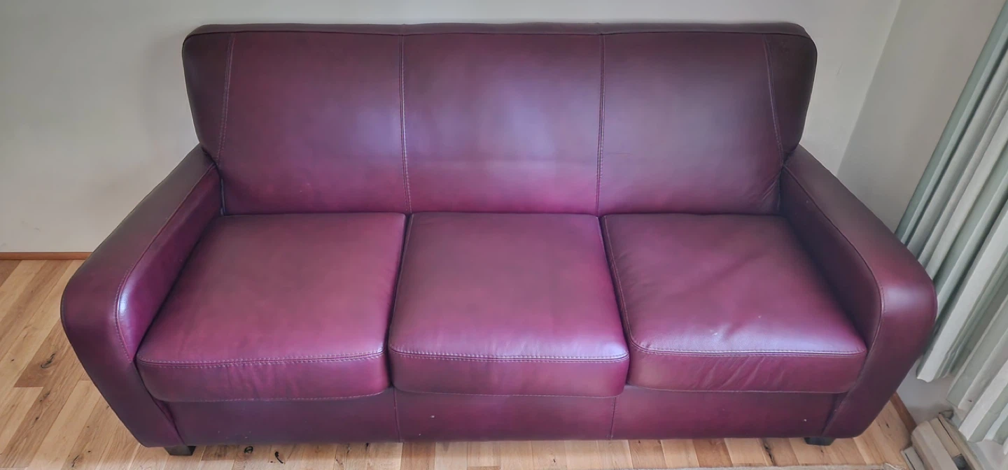 Maroon Leather Sofa Bed (pick up at Crescent Beach area) - photo 4