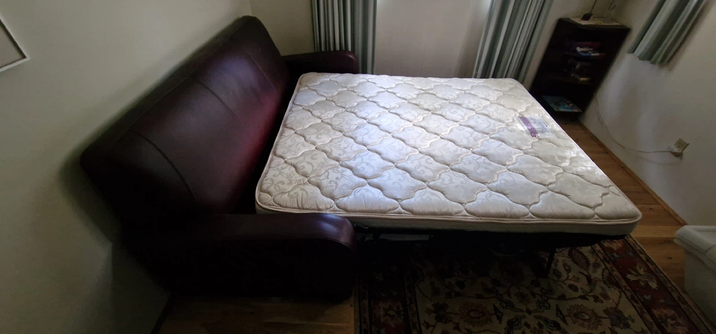 Maroon Leather Sofa Bed (pick up at Crescent Beach area) - photo 2