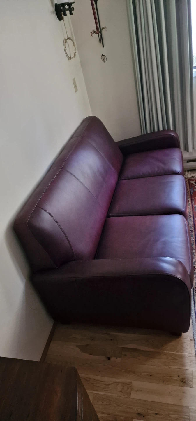Maroon Leather Sofa Bed (pick up at Crescent Beach area) - photo 5