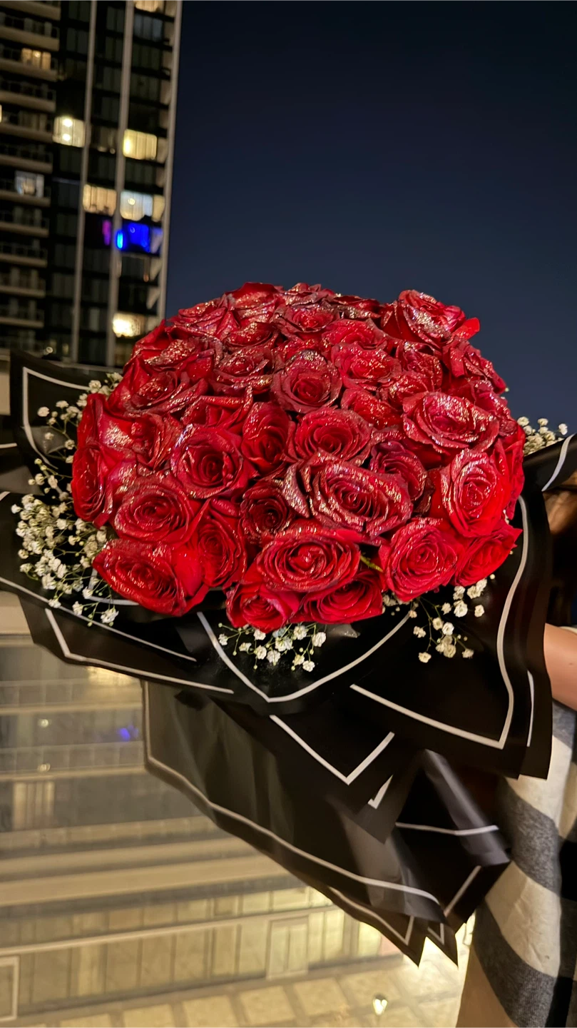 Sparkling Red Rose Bouquet 50 Stems