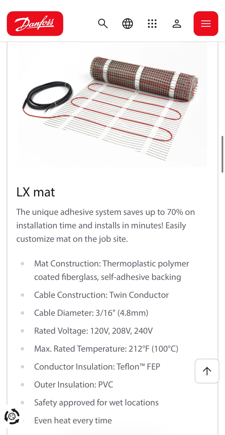 Danfoss LX Floor Heating Pad with Thermostat - New - photo 3