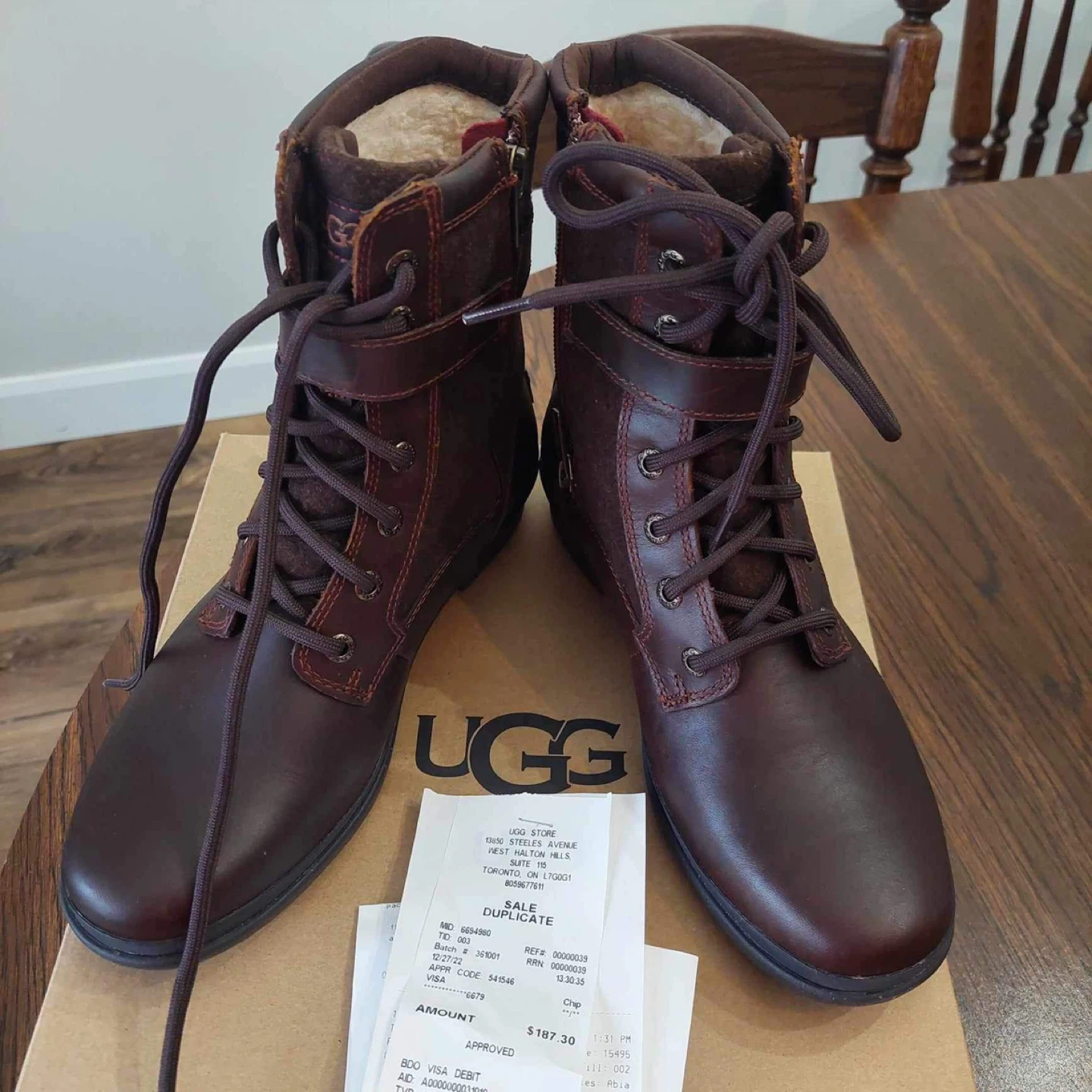 UGG Brown Leather & Suede Winter Boots with Wool Lining