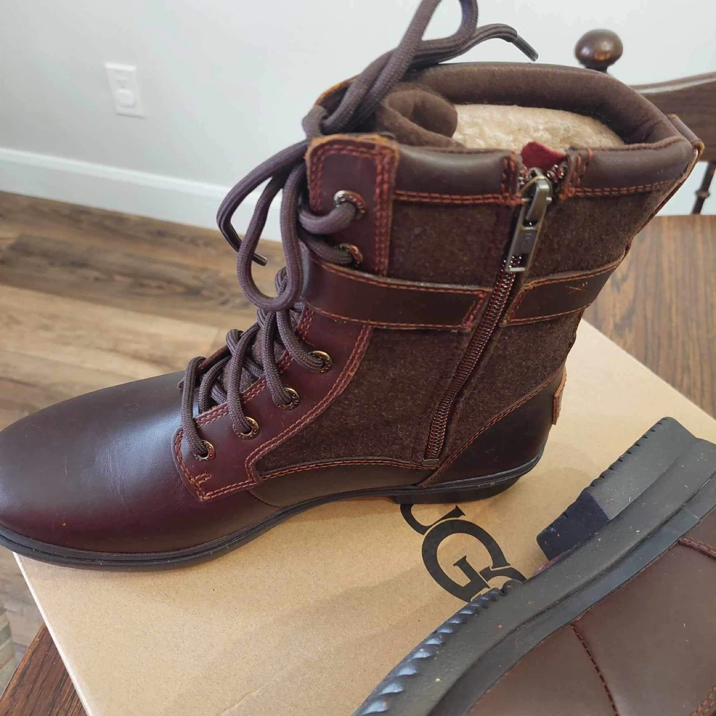 UGG Brown Leather & Suede Winter Boots with Wool Lining - photo 2