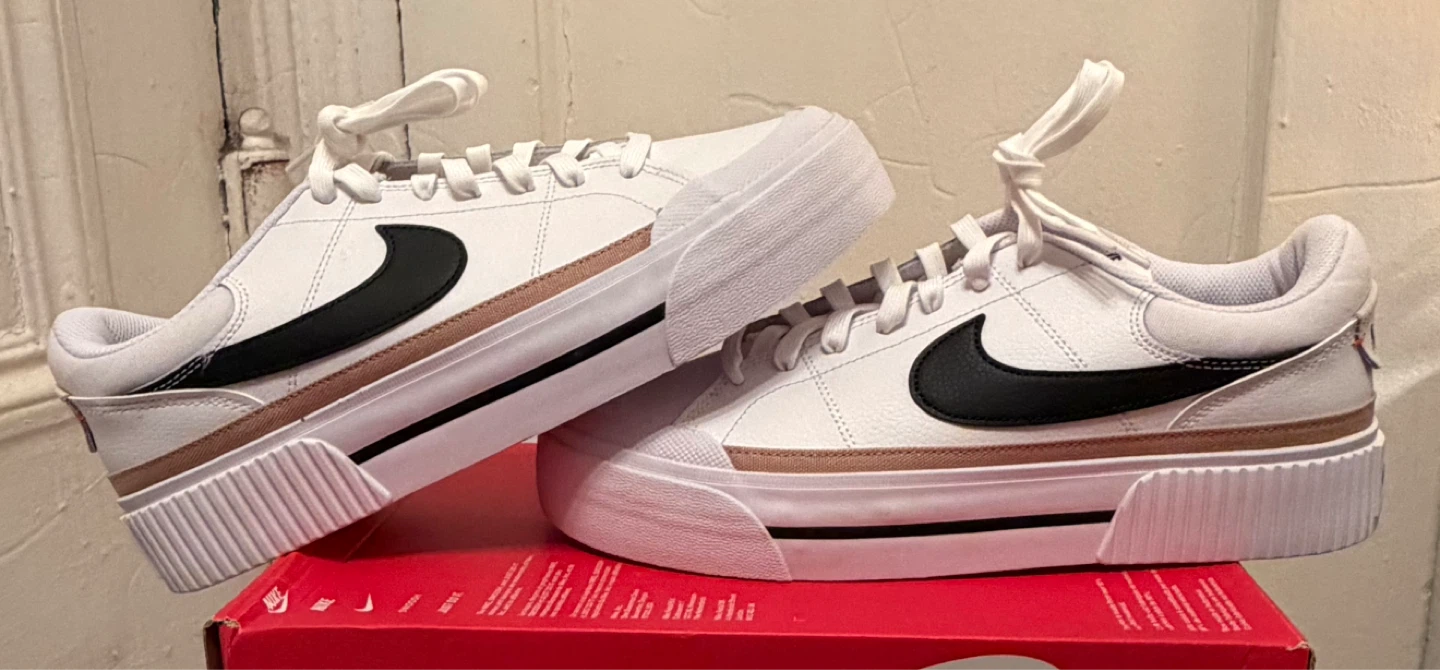 Nike Women's Court Vision Alta Platform Shoes - White/Black