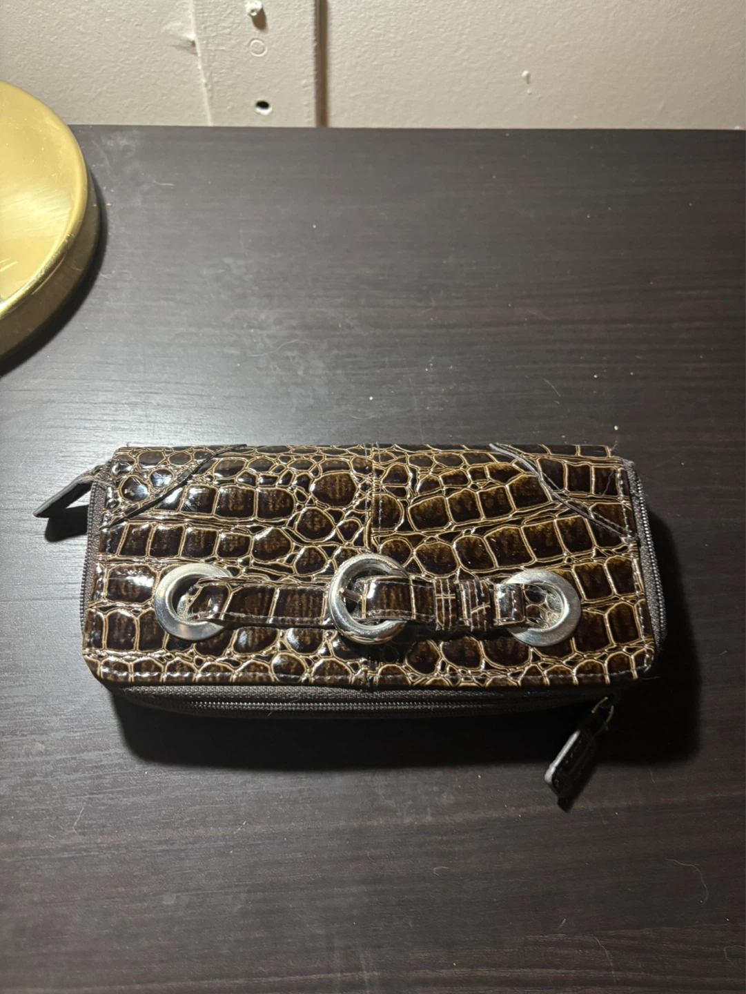 Beautiful brown Crocodile-Embossed Zip-Around Wallet - photo 3