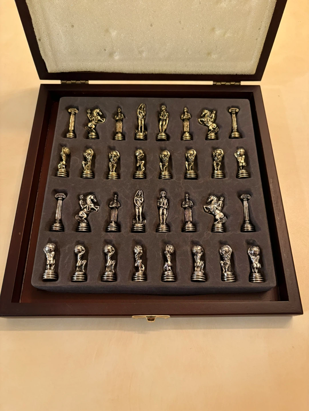 Greek Roman Chess Set – Metal Figurines Decorative Board - photo 3