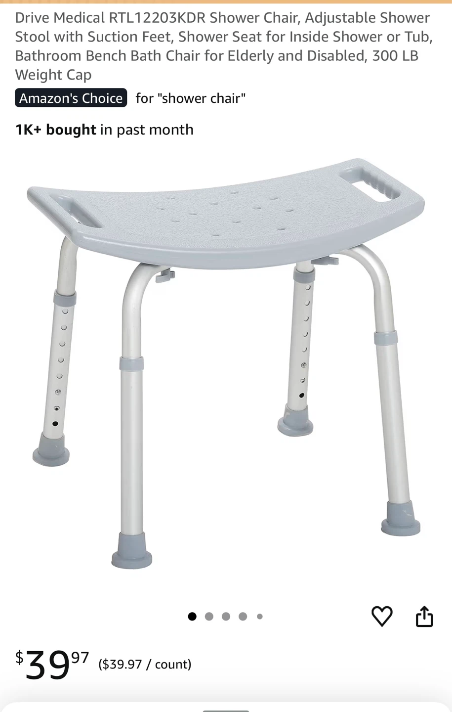 Drive Medical Adjustable Shower Stool