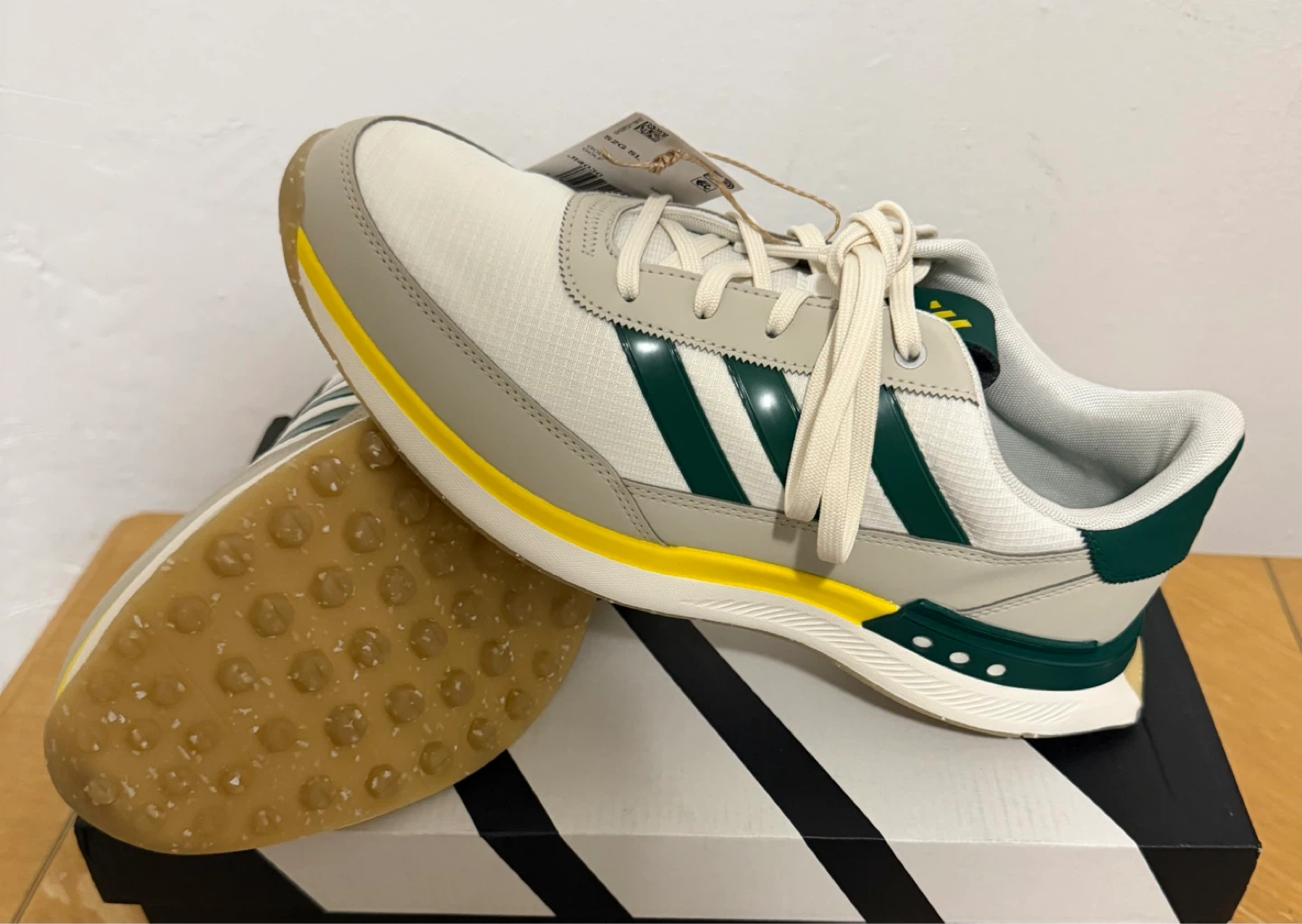 Adidas Golf Shoes White Green Yellow Size 9.5 Mens - photo 3