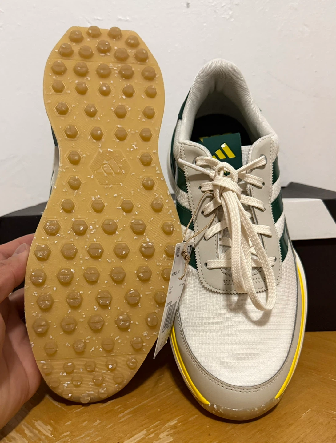 Adidas Golf Shoes White Green Yellow Size 9.5 Mens - photo 5